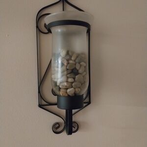 Elegant Black Wall Sconce with Pebble Accents